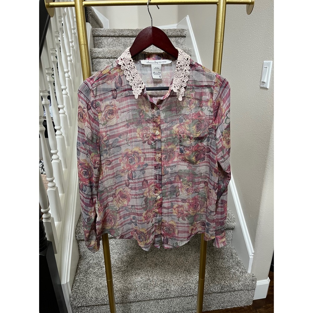 American rag Y2K sheer vintage blouse